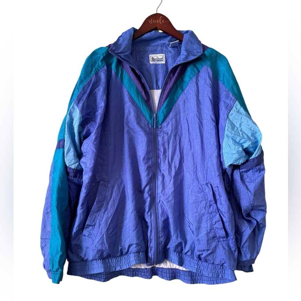 Vintage McGregor 1990s Blue Track Jacket Windbreaker Nylon- Size Large